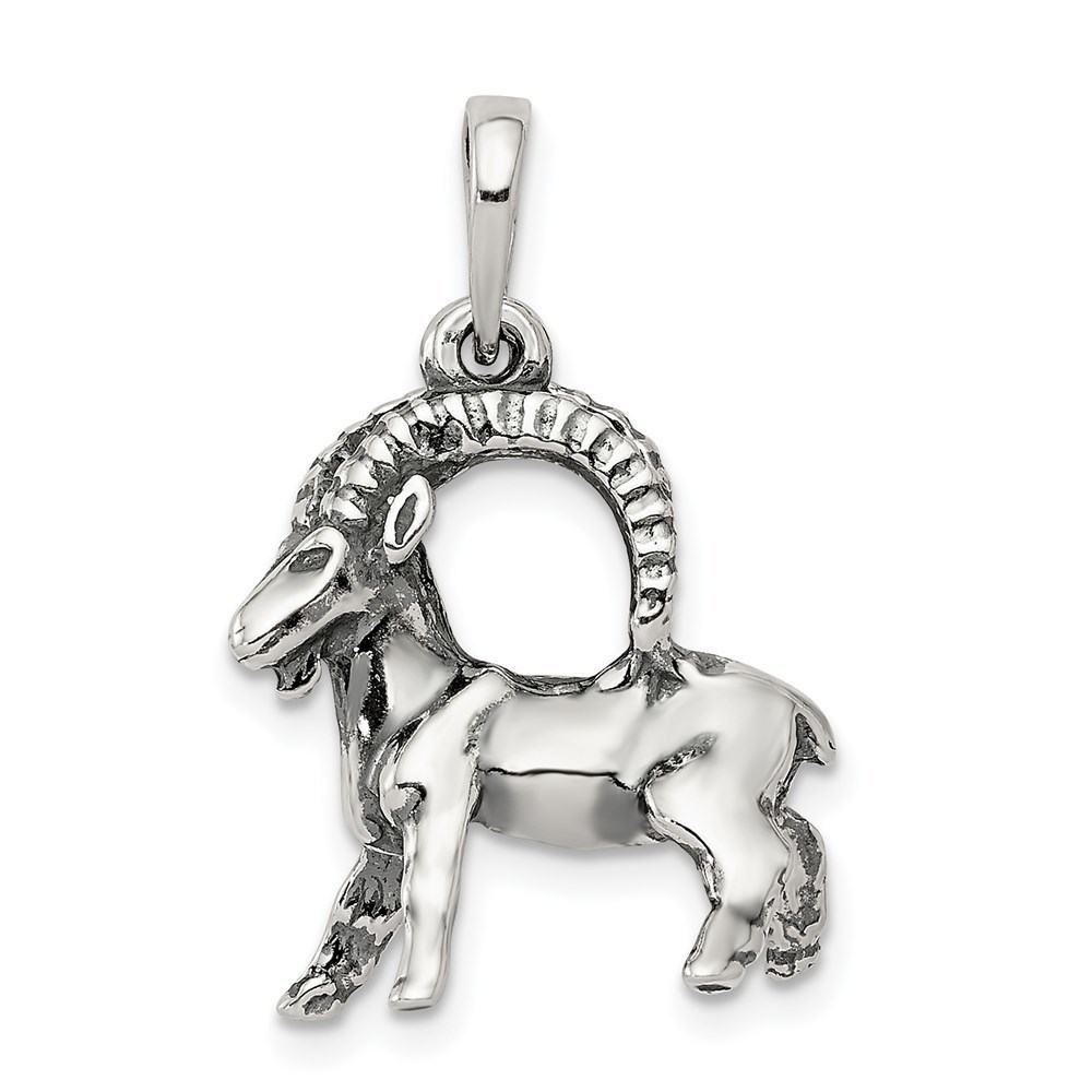 Million Charms 925 Sterling Silver Antiqued Capricorn Zodiac Charm Pendant